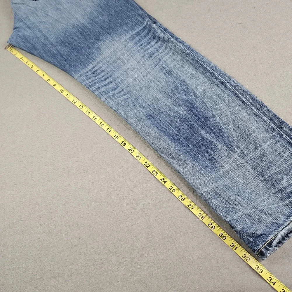 BKE Derek Straight Leg Jeans Mens Sz 40L Cotton Distressed‎ Blue Denim